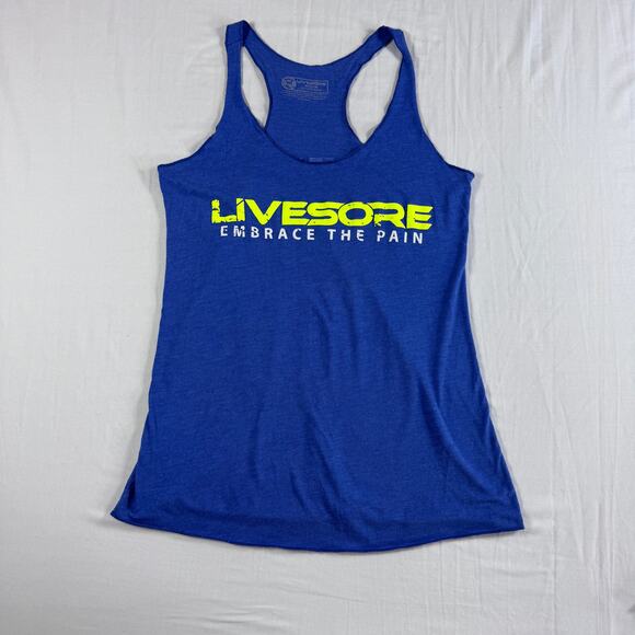 livesore Tops - Livesore Racerback Tank Medium In Quads We Trust Blue Gym Workout